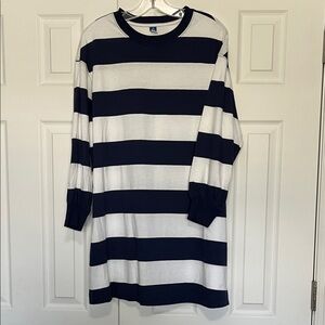 Old Navy Navy and White Striped Crewneck Top